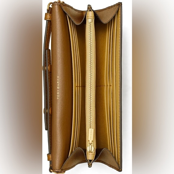 NEW Tory Burch bag crossbody 2 straps camel color brown leather NWT - Picture 10 of 11